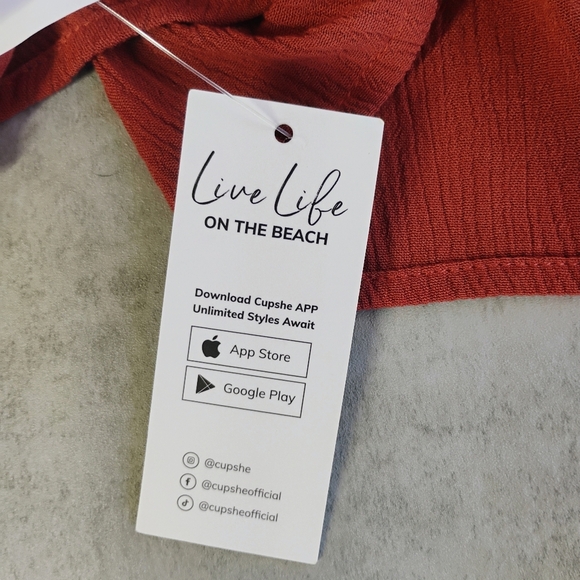 Cupshe V Neck Cover Up Dress Rust Orange Pool Beach Vacation Size Medium - Picture 8 of 13